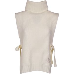 Golden Goose, Truien, Dames, Beige, ONE Size, Beige Logo-geborduurde Fisherman's-Knit Vest