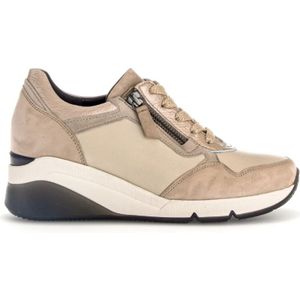 Gabor, Schoenen, Dames, Beige, 37 1/2 EU, Leer, Beige Leren Basket Sneakers