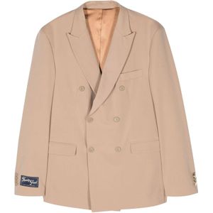 Family First, Jassen, Heren, Beige, XL, Wol, Beige Wol Double-Breasted Blazer