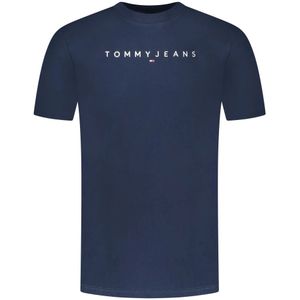 Tommy Jeans, Tops, Heren, Blauw, M, Katoen, Lineair Logo Regular Fit T-Shirt