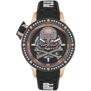 Philipp Plein, Automatisch Zwart Siliconen Horloge Geel, Heren, Maat:ONE Size
