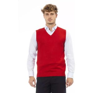 Alpha Studio, Rode V-hals Vest Rood, Heren, Maat:M