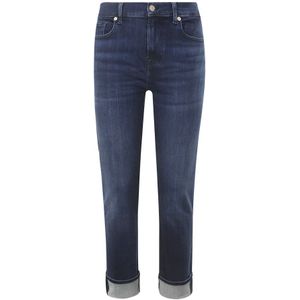 7 For All Mankind, Jeans, Dames, Blauw, W23, Denim, Blauwe Skinny Stretch Jeans met Omslag