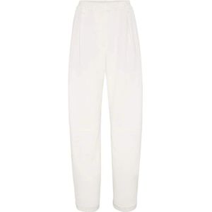 Brunello Cucinelli, Baggy-Fit Broek van Katoen en Linnen Wit, Dames, Maat:S