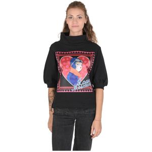 Love Moschino, Sweatshirts & Hoodies, Dames, Zwart, 2Xs, Katoen, Zwarte Katoenmix Sweatshirt