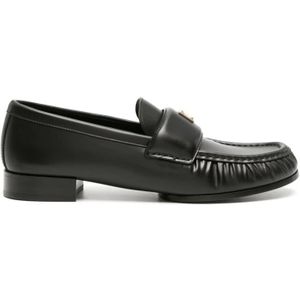 Givenchy, Schoenen, Dames, Zwart, 37 1/2 EU, Leer, Zwarte platte schoenen met 4G-motief