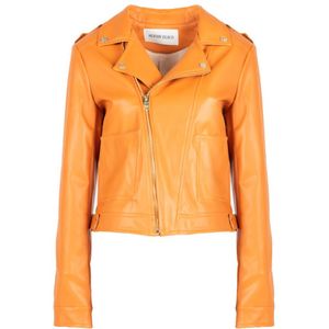 Silvian Heach, Denim Leren Jas Oranje, Dames, Maat:XS