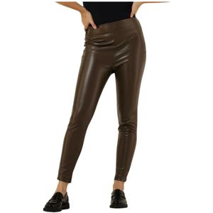 Simple, Broeken, Dames, Groen, XS, Polyester, Groene Leatherlook Wijde Broek