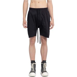 Thom Krom, Korte broeken, Heren, Zwart, L, Katoen, Zwarte Stretch Drop Crotch Shorts