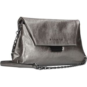 Hispanitas, Tassen, Dames, Grijs, ONE Size, Leer, Zilver Leren Crossbody Tas