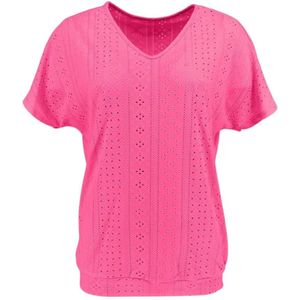 Fos, Blouses & Shirts, Dames, Roze, XL, Polyester, Bella-Broderie Stretch fuchsia