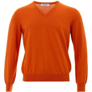 Gran Sasso, Truien, Heren, Oranje, L, Katoen, Elegante Katoenen Oranje Heren Trui