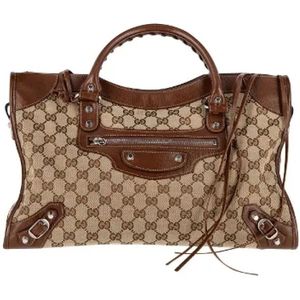 Gucci Vintage, Pre-owned, Dames, Bruin, ONE Size, Pre-owned Canvas gucci-bags