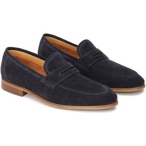 Kazar, Schoenen, Heren, Blauw, 40 EU, Suède, Marineblauwe suède loafers