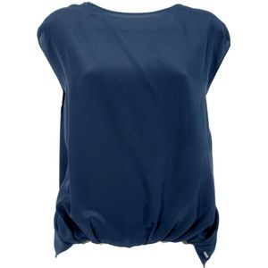 Woolrich, Blouses & Shirts, Dames, Blauw, XS, Zijden Jersey T-shirt in Blauw