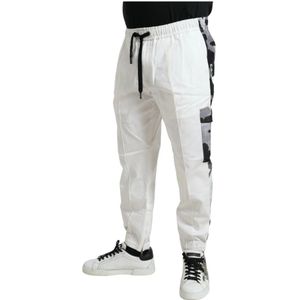 Dolce & Gabbana, Broeken, Heren, Wit, L, Katoen, Witte Katoenmix Joggers