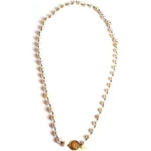 Chanel Vintage, Pre-owned, Dames, Wit, ONE Size, Pre-owned Metal necklaces