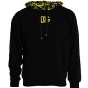 Dolce & Gabbana, Sweatshirts & Hoodies, Heren, Zwart, 5Xl, Katoen, Gele Logo Katoenen Hoodie