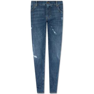 Dolce & Gabbana, Jeans, Heren, Blauw, S, Versleten jeans