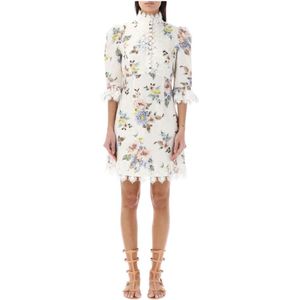 Zimmermann, Blauwe Bloemen Mini Jurk Wit, Dames, Maat:M