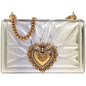 Dolce & Gabbana, Tassen, Dames, Grijs, ONE Size, Leer, ‘Devotion Medium’ schoudertas