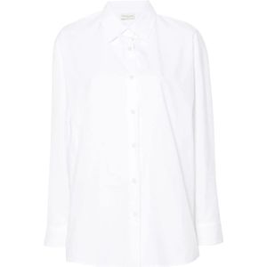 Dries Van Noten, Witte Katoenen Poplin Overhemd met Naad Details Wit, Dames, Maat:M