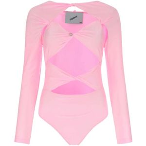 Coperni, Tops, Dames, Roze, M, Fluo roze lycra bodysuit