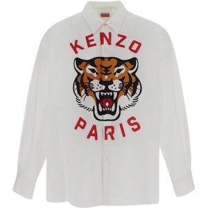 Kenzo, Overhemden, Heren, Wit, XL, Katoen, Katoenen Shirt - Kenzo Stijl
