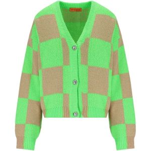 Stine Goya, Groen en Beige Geruite Cardigan Groen, Dames, Maat:M