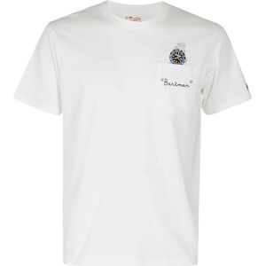 MC2 Saint Barth, Tops, Heren, Wit, L, Katoen, Katoenen T-shirt met zak