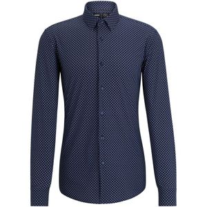 Hugo Boss, Overhemden, Heren, Blauw, L, Slim Fit Polyamide Elastaan Shirt