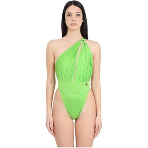 4Giveness, Groene Glanzende Monokini Badpak Groen, Dames, Maat:S