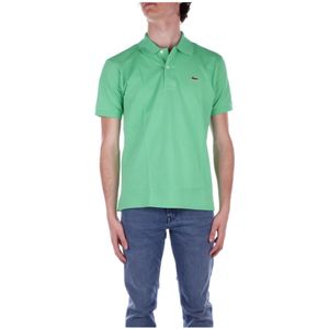 Lacoste, Tops, Heren, Groen, L, Katoen, Groen Logo Front Button Polo Shirt