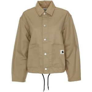 Carhartt Wip, Jassen, Dames, Beige, M, Katoen, Eenvoudige Shirt Jac Overshirt