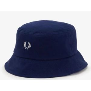 Fred Perry, Accessoires, Heren, Blauw, ONE Size, Katoen, Marineblauwe Logo Bucket Hat