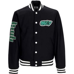 Obey, Jassen, Heren, Zwart, XL, Wol, Varsity Jack Zwart Gewatteerde Voering