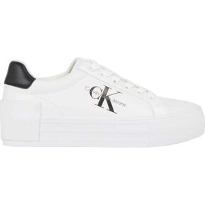 Calvin Klein Jeans, Witte Casual Leren Sneakers voor Vrouwen Wit, Dames, Maat:39 EU