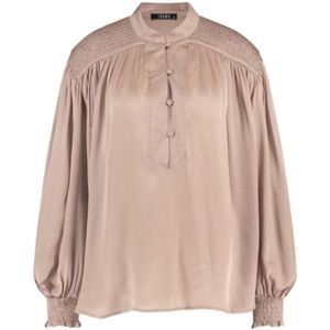 Ibana, Zachte Taupe Smocked Blouse Beige, Dames, Maat:M