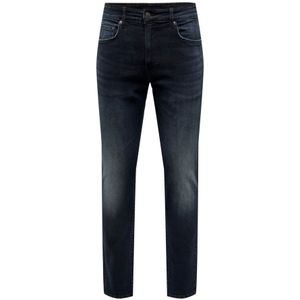 Only & Sons, Jeans, Heren, Blauw, W34 L30, Denim, Slim Blue Black Denim Jeans