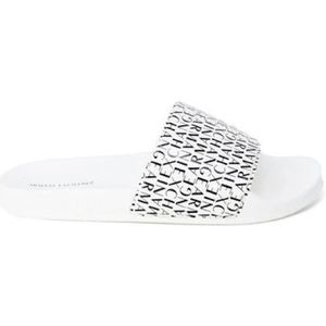 Armani Exchange, Schoenen, Heren, Wit, 42 EU, Zwarte Print Slippers voor Mannen