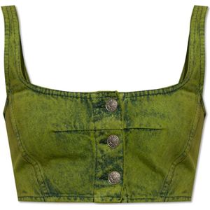 Marni, Denim crop top Groen, Dames, Maat:XS