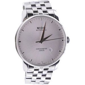 Mido, Accessoires, Heren, Grijs, ONE Size, Baroncelli Automatisch Zilveren Wijzerplaat Horloge