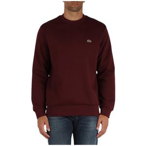 Lacoste, Sweatshirts & Hoodies, Heren, Rood, M, Katoen, Klassieke Fit Crewneck Sweatshirt met Voorlogo Patch