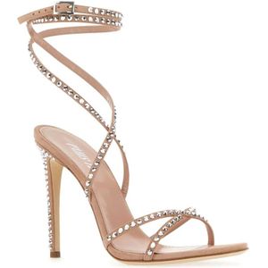 Paris Texas, Schoenen, Dames, Beige, 36 EU, Suède, Luxe versierde suède sandalen