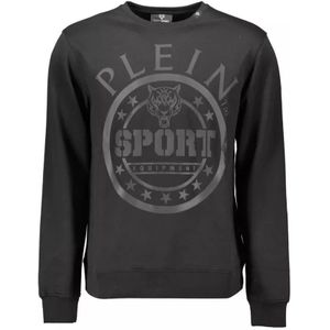 Plein Sport, Sweatshirts & Hoodies, Heren, Zwart, S, Katoen, Zwarte Logo Print Sweater Heren
