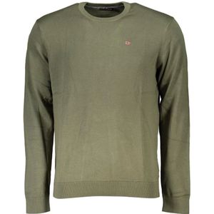 Napapijri, Truien, Heren, Groen, XL, Katoen, Groene Crew Neck Geborduurde Trui