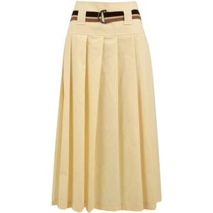 Drumohr, Gele Geplooide Rok Geel, Dames, Maat:XS