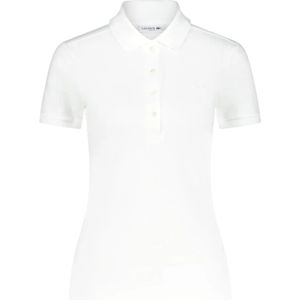 Lacoste, Logo Applique Slim-Fit Poloshirt Wit, Dames, Maat:XS