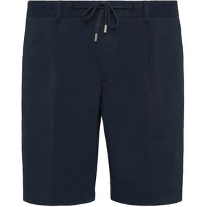 Boggi Milano, Korte broeken, Heren, Blauw, M, Katoen, Stretch katoenen zomer Bermuda shorts