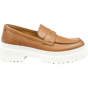 Testoni, Schoenen, Dames, Beige, 38 EU, Leer, Chunky Loafer Sport Kalfsleer Lugzool